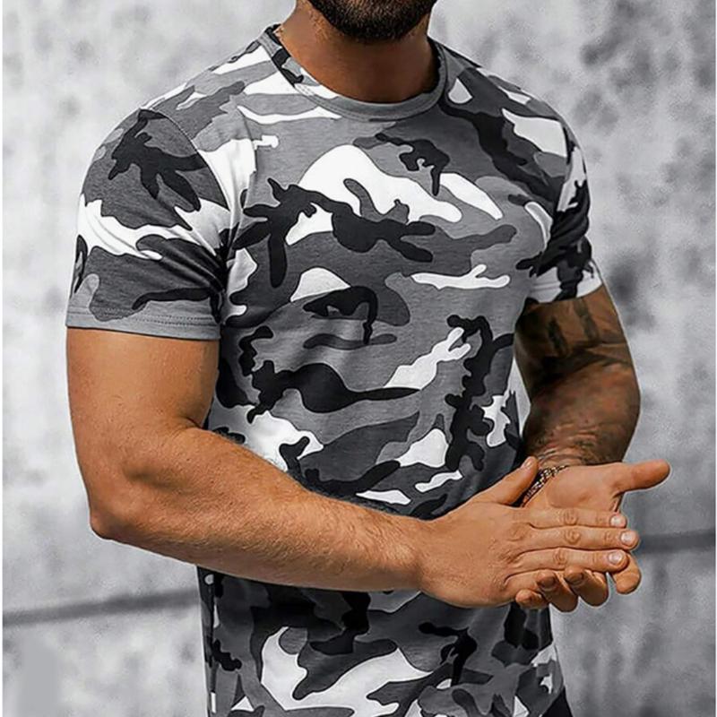 Neues Sommer-T-Shirt für Herrenmode mit personalisiertem Camouflage-Aufdruck für Herren M grau