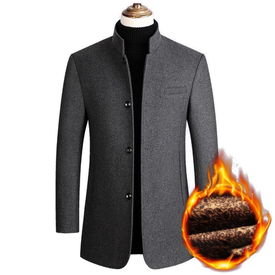 Herren Trenchcoats aus Wolle und Kaschmir, Blazer, Jacken, Stehkragen, Business Casual, Anzüge, Mäntel, Winterjacken und -mäntel M grau