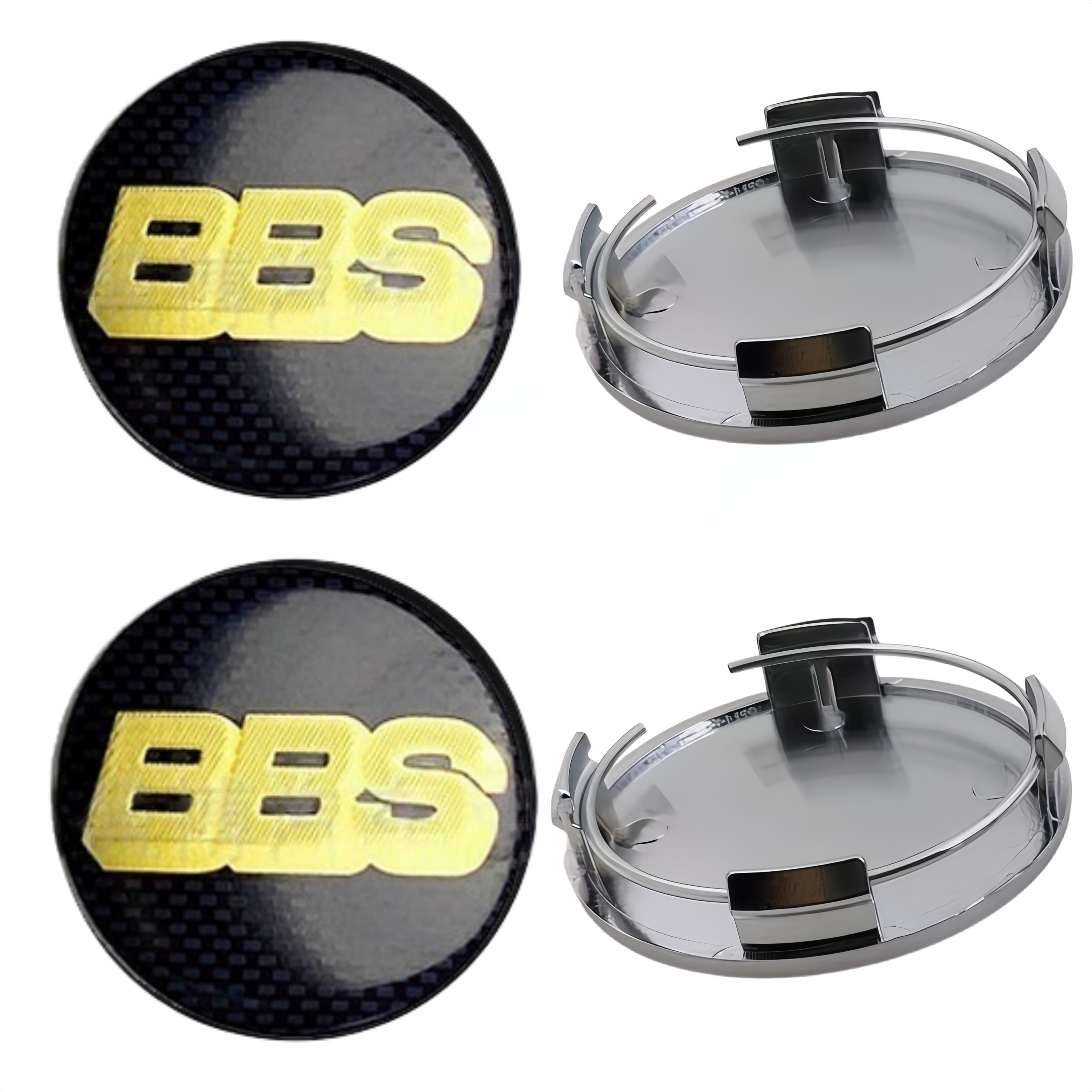 4 Stück 65mm BBS Logo Emblem Plakette Auto Radnabendeckel Räder Radkappen Auto Nabenfelgenabdeckung Ersatz Auto Zubehör Grid Black Gold silber