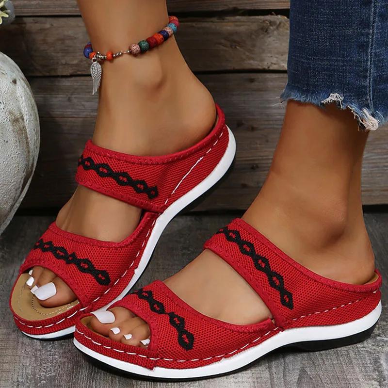 Damen Sandalen Orthopädische Hausschuhe Sommerschuhe 35 rot