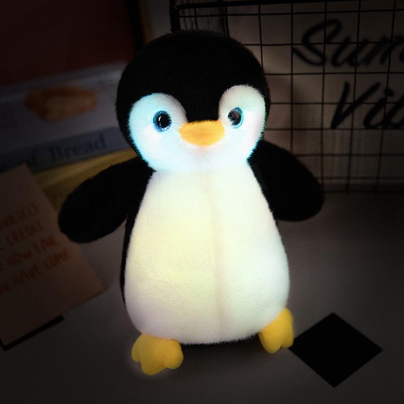 25/30CM Leuchtende Kleine Pinguin Plüschtiere Stofftier Cartoon Tierpuppe Niedliche Heilende Begleitspielzeuge Für Schöne Weihnachtsgeschenke 25cm schwarz