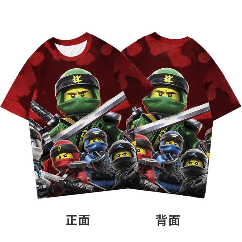 2025 MINISO Ninjago T-Shirt Cartoon Anime Druck Jungen und Mädchen T-Shirt im Sommer Neue Stil Street Trends Kinderkleidung Kurzarm 100 schwarz