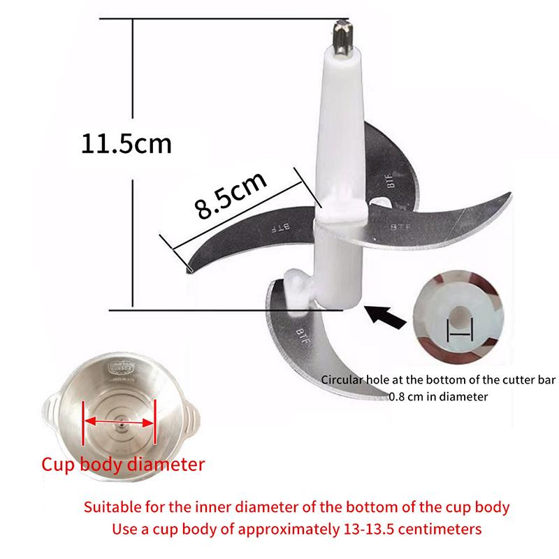 Elektrischer Fleischwolf, Klinge für Lebensmittelzerkleinerer, Prozessor, Ersatzteile für 2 l/3 l/4 l, Fleischwolf-Zubehör, Küchengeräte 11.5CM