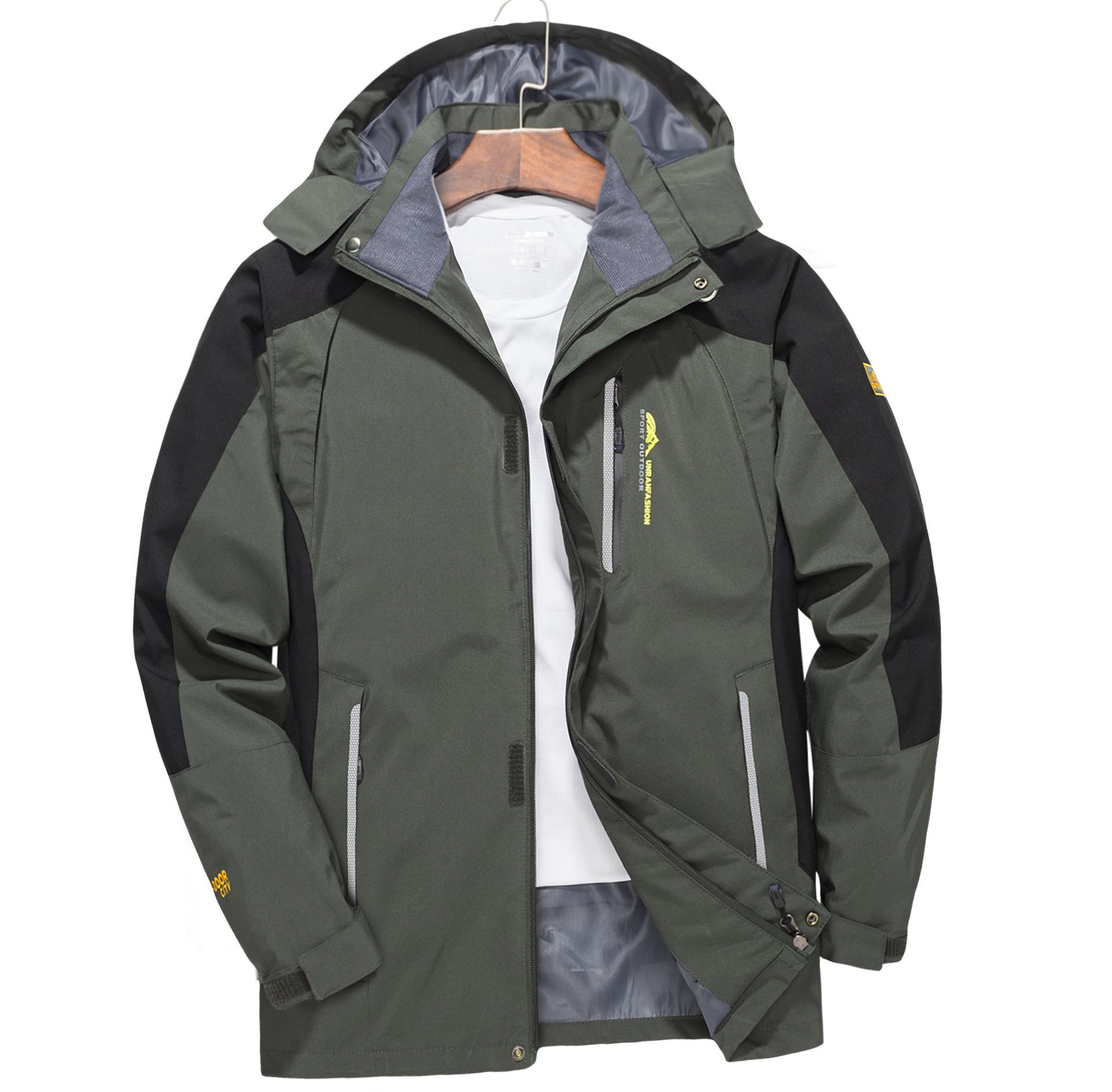Wasserdichte Wanderjacke für Herren, große Größe, winddicht, Windjacke, Camping, Jagd, Laufen, Trekking, Angeln, Mantel, Herren, Outdoor L grün