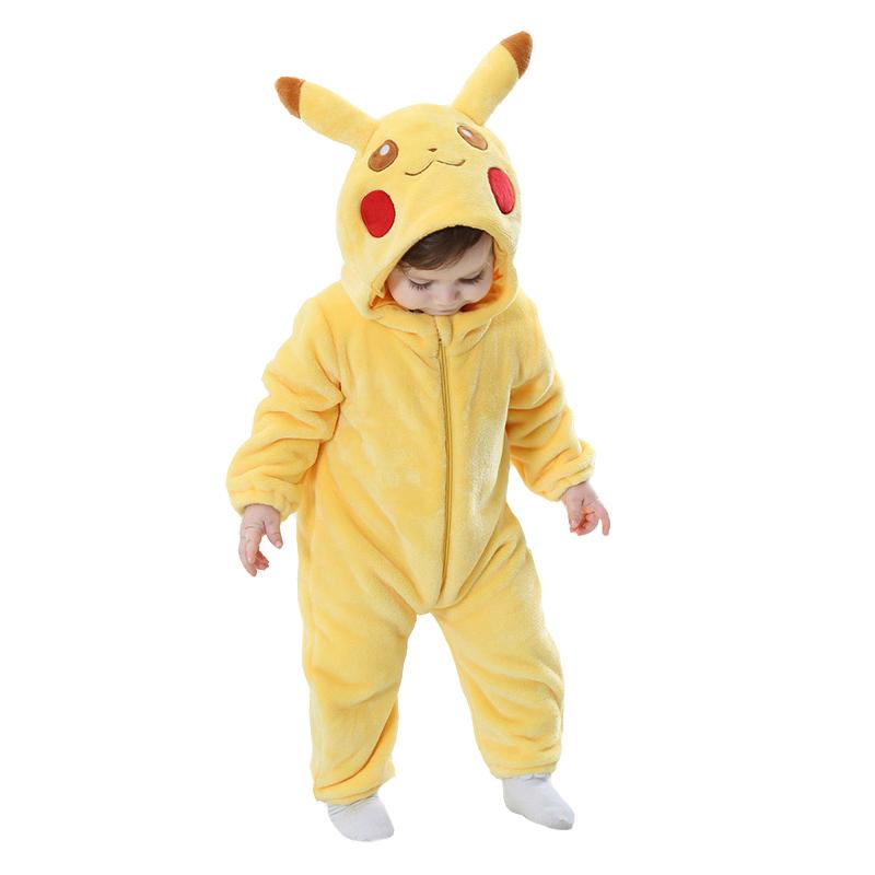 Babykleidung Pikachu Onesies Tierpyjamas Cartoon Cosplay Kostüm Halloween Pijamas 90 gelb