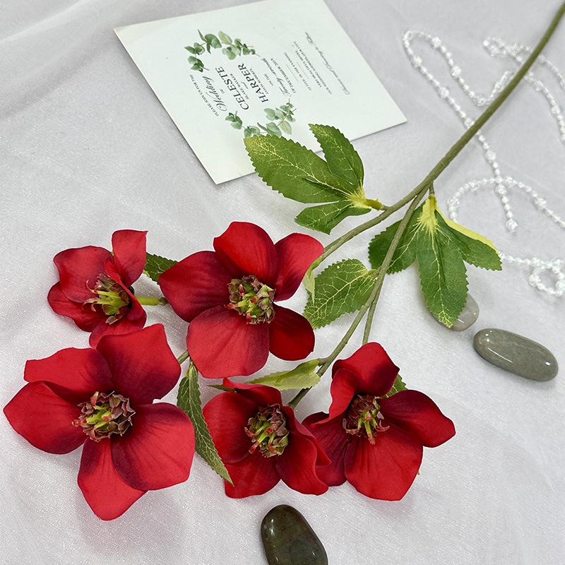 Künstlicher Nieswurz Blumenstrauß, Christrose Kunstblumen, Plastik-Blumenarrangement für Hochzeit und Verlobung, Heimdeko Kunstpflanzen