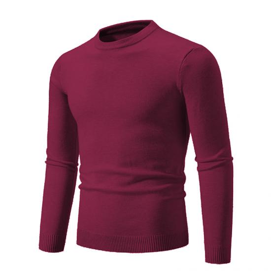 2024 herbst Herren Strickwaren Dünne Grundlegende Elastische Slim Fit Innere Schicht Dünnen Pullover Einfarbig Casual Warm Schlank Hohe qualität Pullover L bordeaux