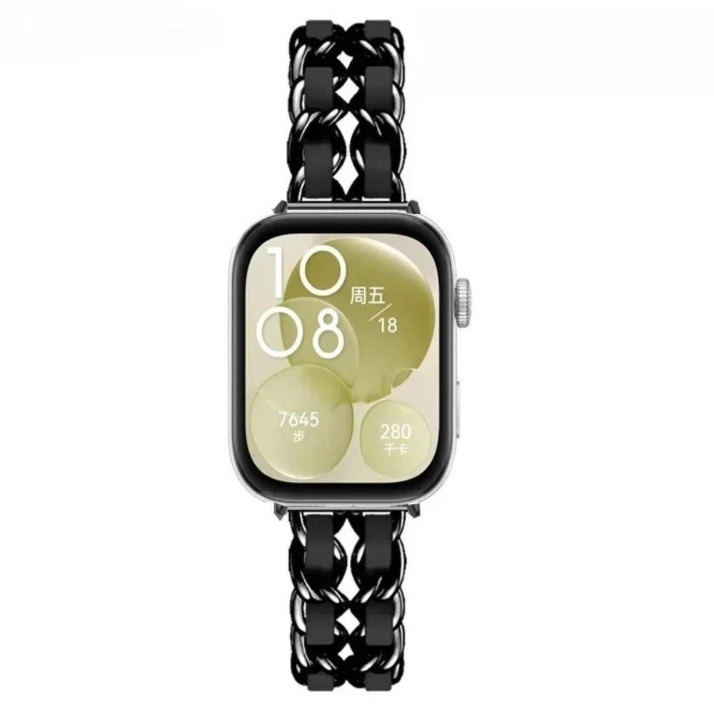 Metall-Gliederarmband für Huawei Watch Fit 4-Fit 3-Fit5 Armband Edelstahl Damen-Armband für Huawei Watch Fit 5Pro 4pro Correa Fit 5Pro/5/4Pro/4/3 schwarz