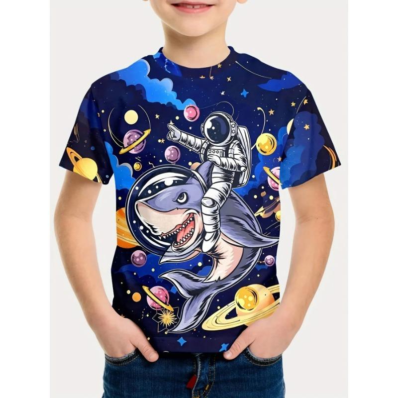 Mode Kinder T-Shirt Sommer Kurzarm T-Shirt für Jungen Cartoon 3D Druck Jungen T-Shirt Rundhals 2025 Kinderbekleidung 160