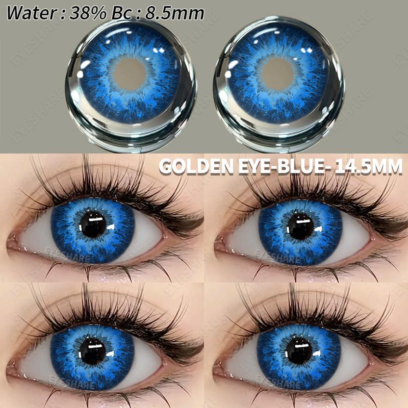 Eyeshare 1 Paar Blaue Cosplay-Kontaktlinsen für Augen Blau Heiß Anime Cosplay Linse 14,0~14,5mm Halloween Make-up Linse