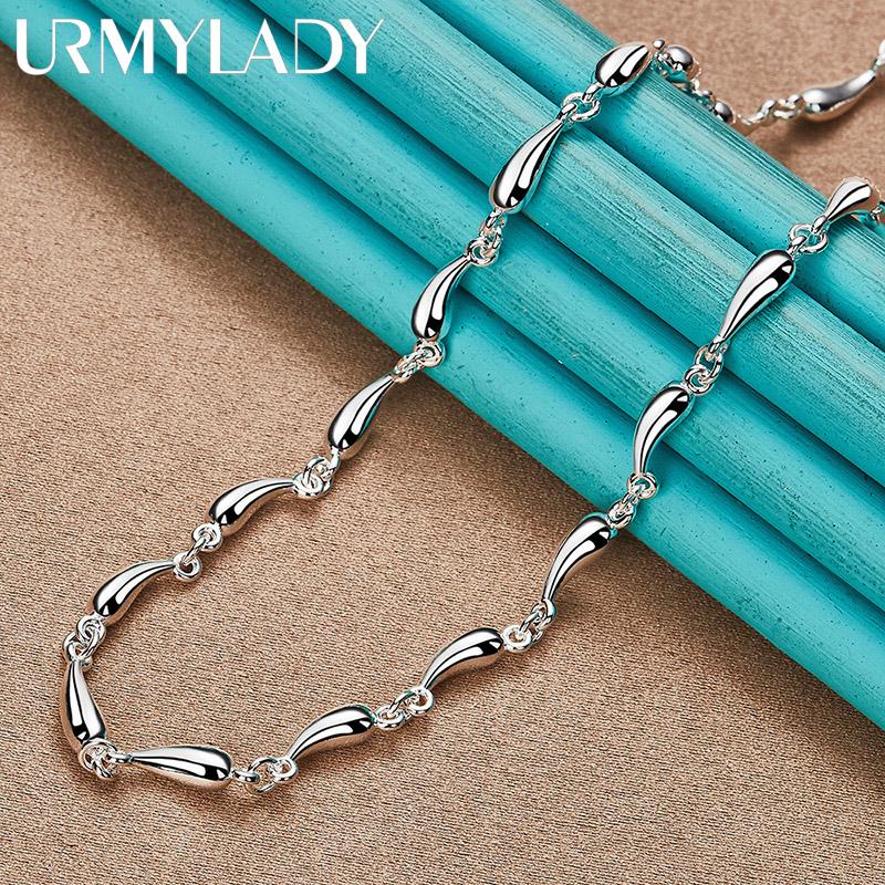 925 Sterling Silber Wassertropfen Kette 18 Zoll Halskette für Damen Modeschmuck MN343 45cm