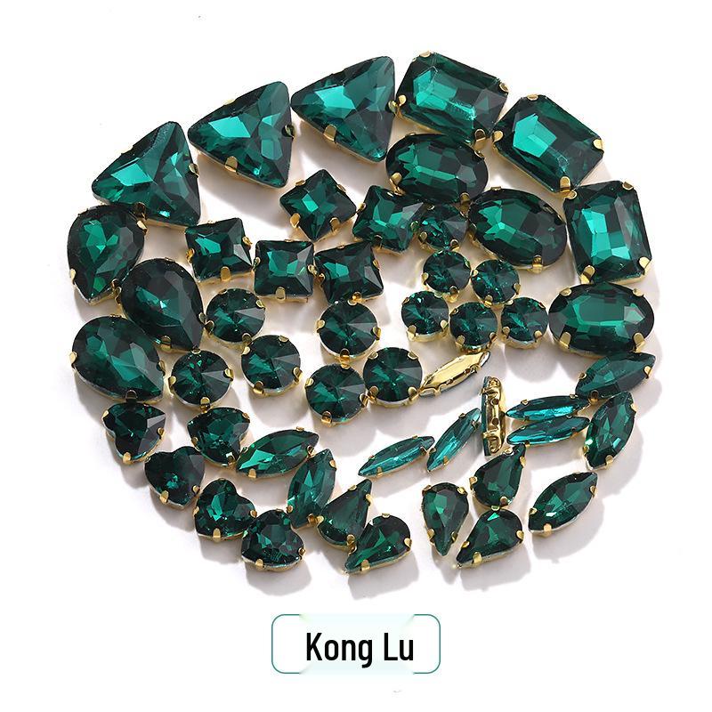 Handgenähte gemischte Krallen-Kristallglas-Strasssteine für Hochzeitskleid- und Armband-Accessoires White Base Mixed Claw Stones (Random Mix 50 pcs)