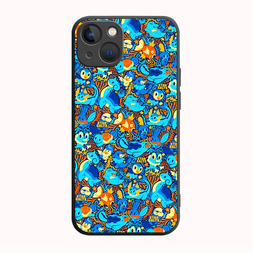 B-68 Pokemon Schwarze Hülle für Redmi 10A 10C 12C 13C 9A 9C 9T A3X Hinweis 10 9 9S 10S iPhone 11 12 13 14 15 16 X XS Pro Max Mini 7 8 Plus XR Redmi Note 11S 4G ebenholz