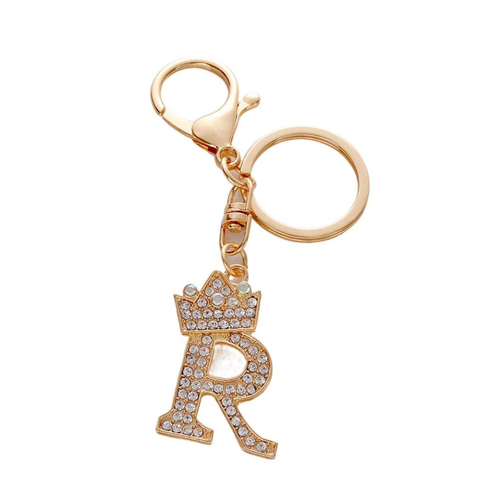 Auto-Schlüsselanhänger, englisches Alphabet, Schlüsselanhänger, 26 Alphabet-Schlüsselanhänger, 26 Buchstaben, Schlüsselanhänger, Buchstabenkrone, Schlüsselanhänger R