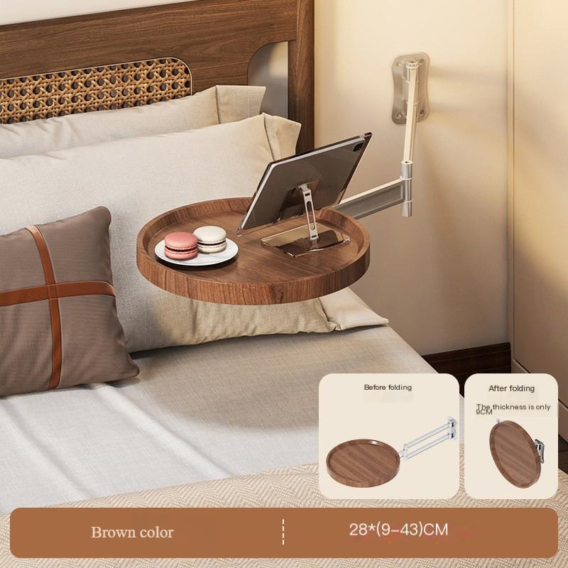 Wandmontierter Tisch, faltbar, kleine Tee-runde Tische, Wohnzimmer, kreative schwebende Schlafzimmer-Wandmontage, Nachttisch-Aufbewahrungsschränke braun