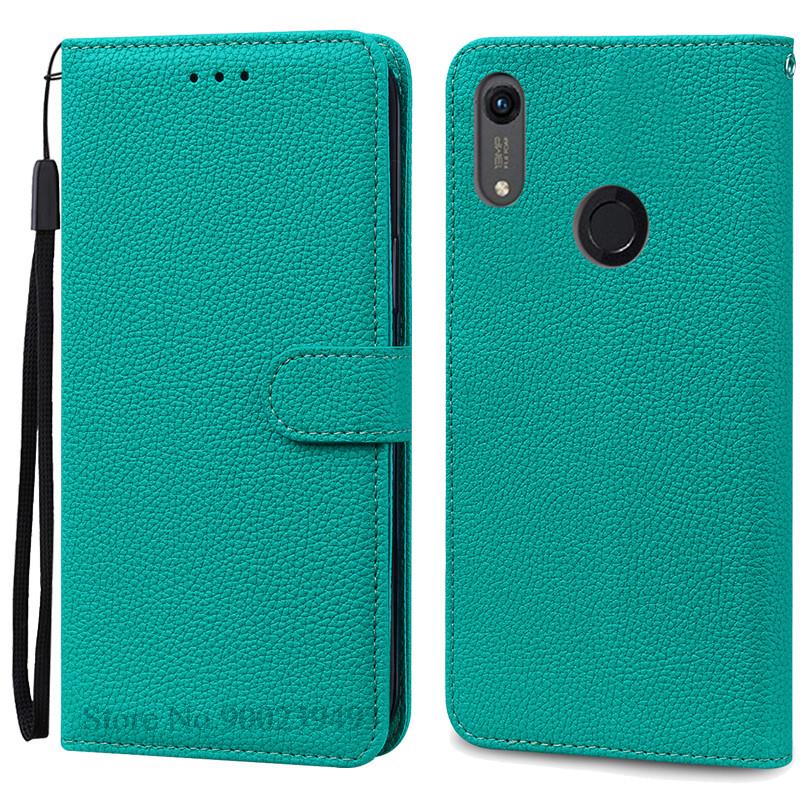 Für Huawei Y6 2019 Hülle Leder Flip Wallet Case Für Coque Huawei Y6 Prime 2019 MRD-LX1 Flip Case für Huawei Y6S Hülle Fundas Y6S 2019 2020 cyanblau