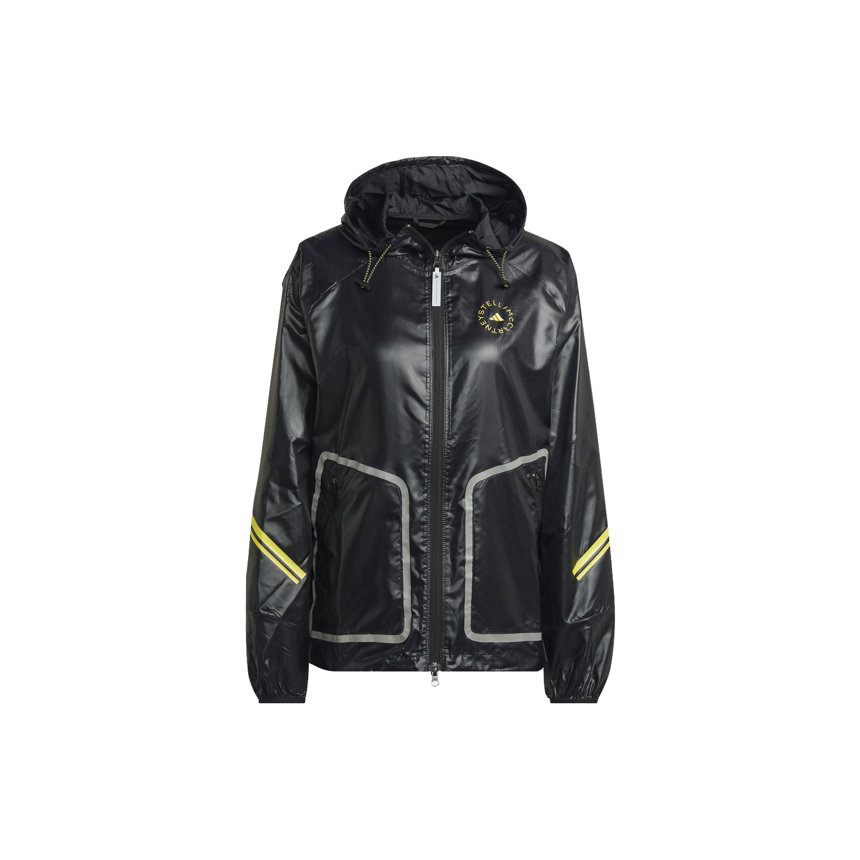 Adidas X Stella McCartney Logo-Print Kapuzen-Zip-Jacke Damen Jacken Schwarz Gelb HI6053 M