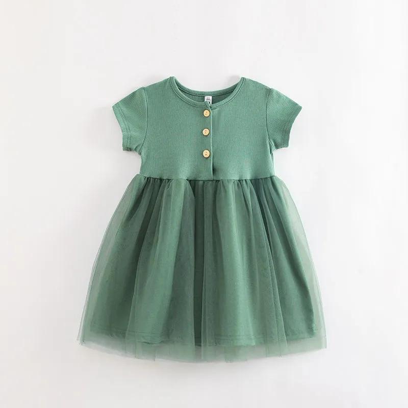 Kinder Kleid Baby Sommerkleid Mädchen Netz Gaze Kleid Baby Sommer Prinzessin Gaze Kleid 80 grün