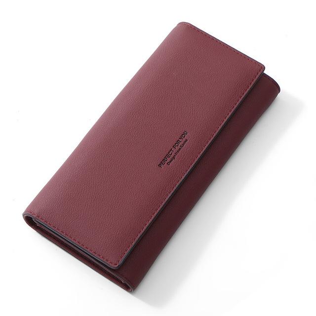 Luxus-Leder-Geldbörse für Damen, viele Abteilungen, Damen-Geldbörsen, lange Clutch, Kartenhalter, Damen-Handy-Geldbörse, weibliche Geldbörsen bordeaux