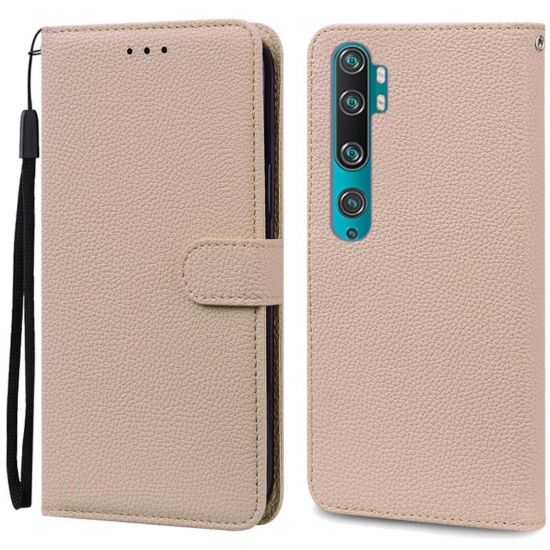 Mi Note 10 Hülle für Xiaomi Mi Note 10 Hülle Leder Brieftasche Flip Case für Xiaomi Mi Note 10 Pro Cover Fundas CC9 Pro Handyhüllen for Mi Note 10 beige