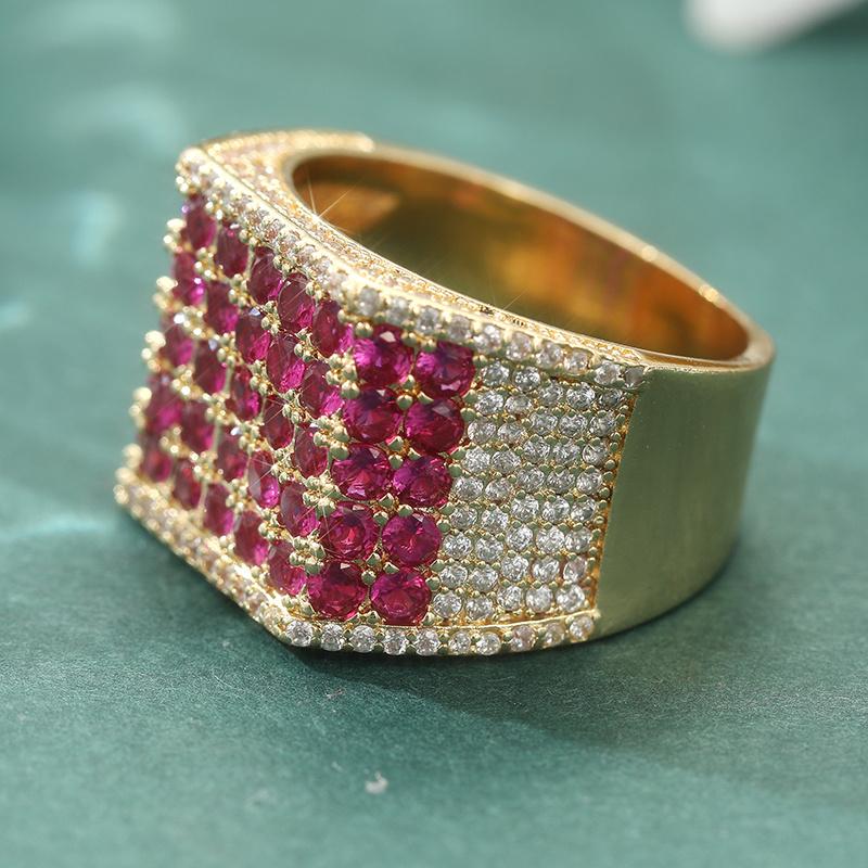 Klassisches Design Vintage Synthetische Rote Zirkonringe Für Damen Herren Luxus Hohe Qualität Goldene Farbe Verlobungsringe Schmuck Geschenk 10