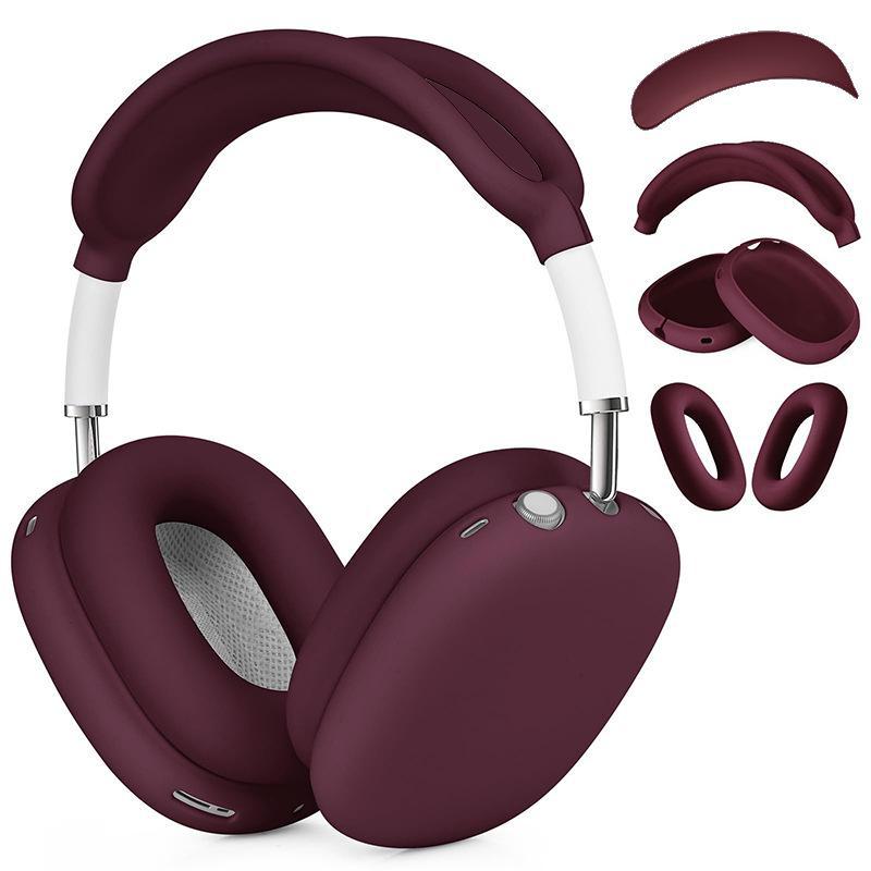 AirPods Max Silikon-Schutzhülle: Kopfmontiertes Bluetooth-Headset-Gehäuse four-piece set bordeaux
