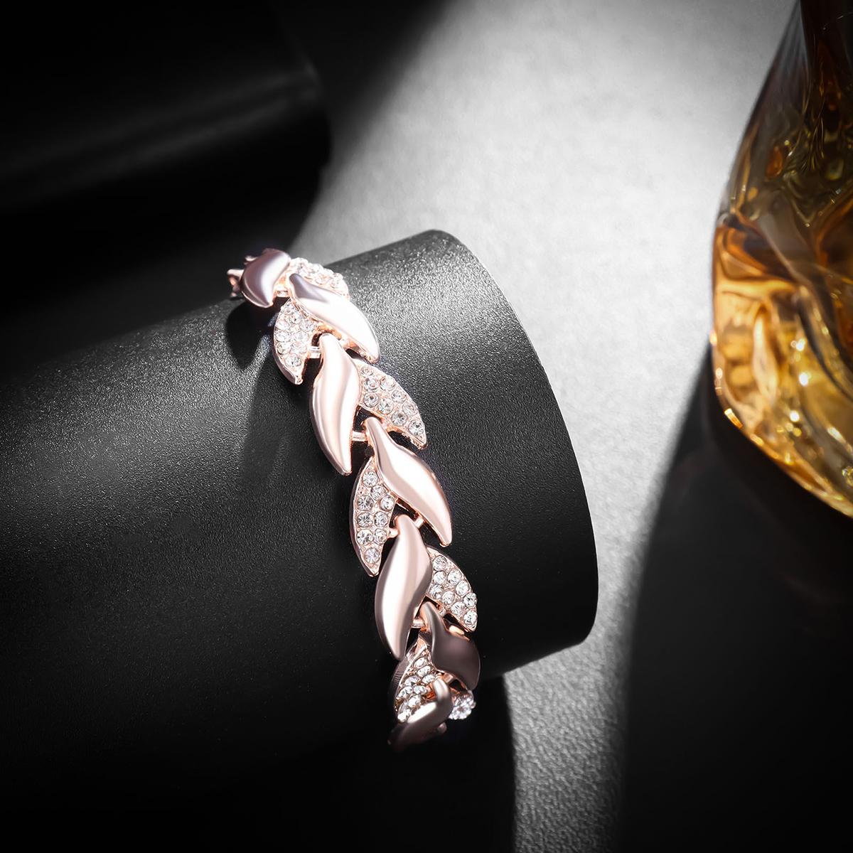 Blattgold Armband Mode Hochzeitsschmuck Damen Diamant Armband Damen Armband rosa