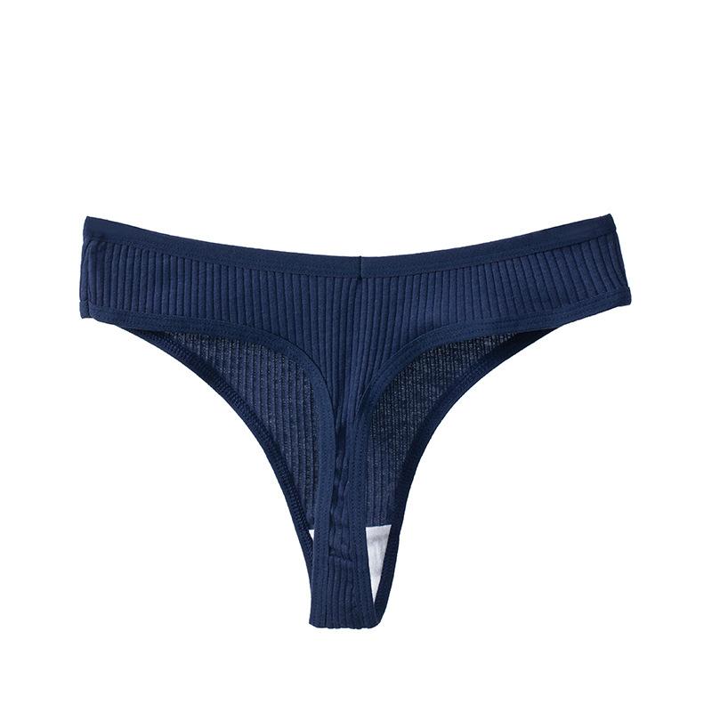 Damen Baumwoll-String mit Gewinde Übergröße M-2XL Baumwoll-Slips Sexy Sport G-String M dunkelblaue