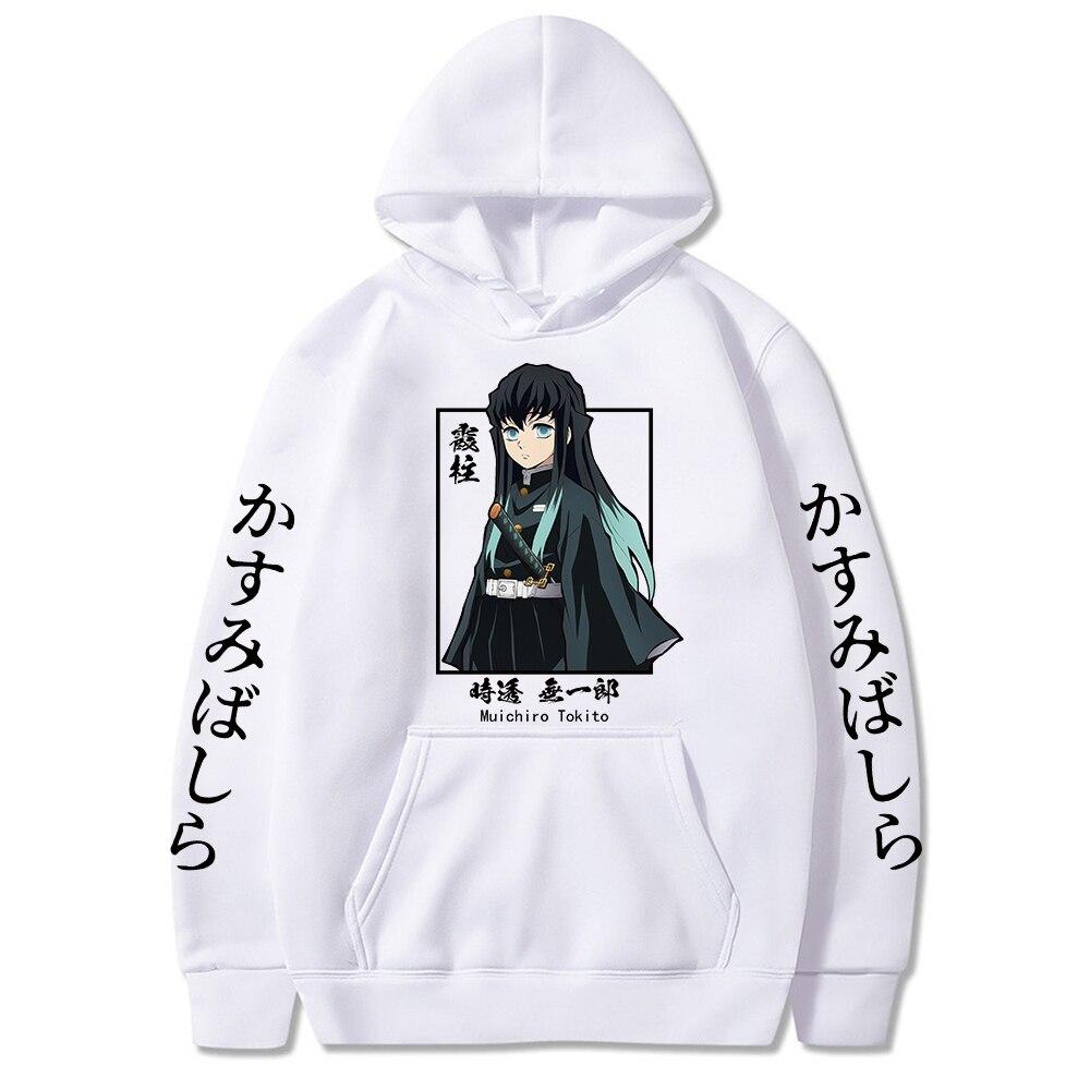 Dämon Slayer Muichiro Tokito Grafik Hoodie Pullover Harajuku Streetwear Hoodies Winter Sweatshirt XS weiß