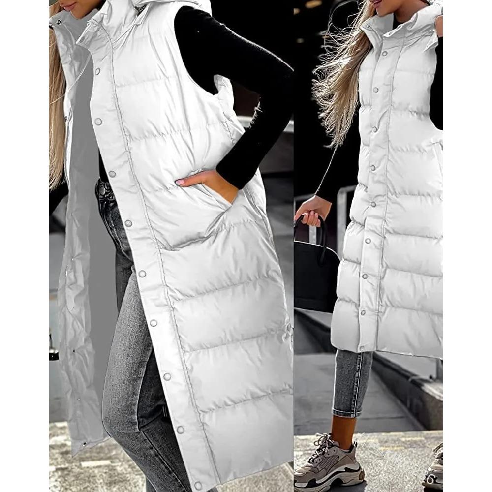 Damen Winterjacke mit Kapuze, Parka, Steppweste, Übergröße, Winterjacke, Parka, Steppweste, Casual 4XL weiß