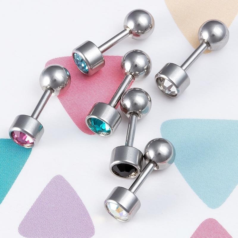 6 Stück CZ Stein Kristall Ohrstecker Ring Knorpel Tragus Helix Conch Lobe Ohrring Piercing Barbell Sets silber