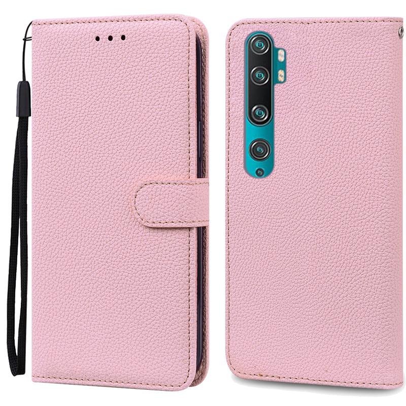 Mi Note 10 Hülle für Xiaomi Mi Note 10 Hülle Leder Brieftasche Flip Case für Xiaomi Mi Note 10 Pro Cover Fundas CC9 Pro Handyhüllen for Mi Note 10 rosa