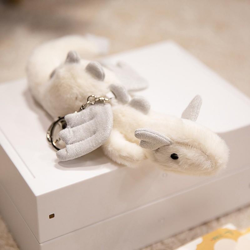 Tier Jellycat Plüsch Schlüsselanhänger Superweich PP Baumwolle Taschenanhänger Geschenk für Kinder White Dragon