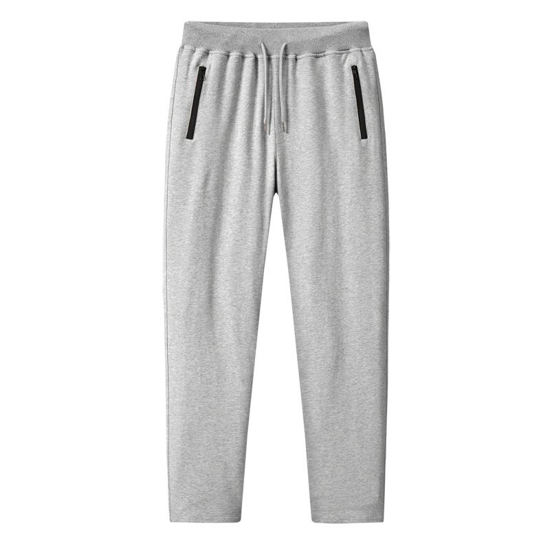 Herrenmode-Hose, große Hose aus reiner Baumwolle, gestrickte Jogginghose, dünn, lässig, Sport, Alltag, lockere lange Hose XL licht grau