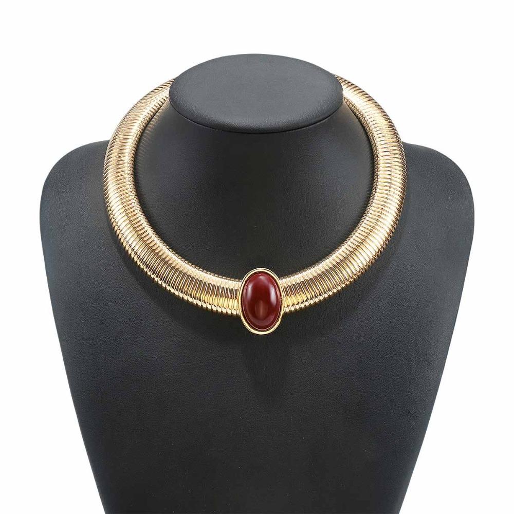 Mode Metallkette Chunky Choker Halskette Gold Vintage Chunky Kette Halskette Anhänger Bohemian Schlangenknochen Kette Halskette Damen WHITE&35cm