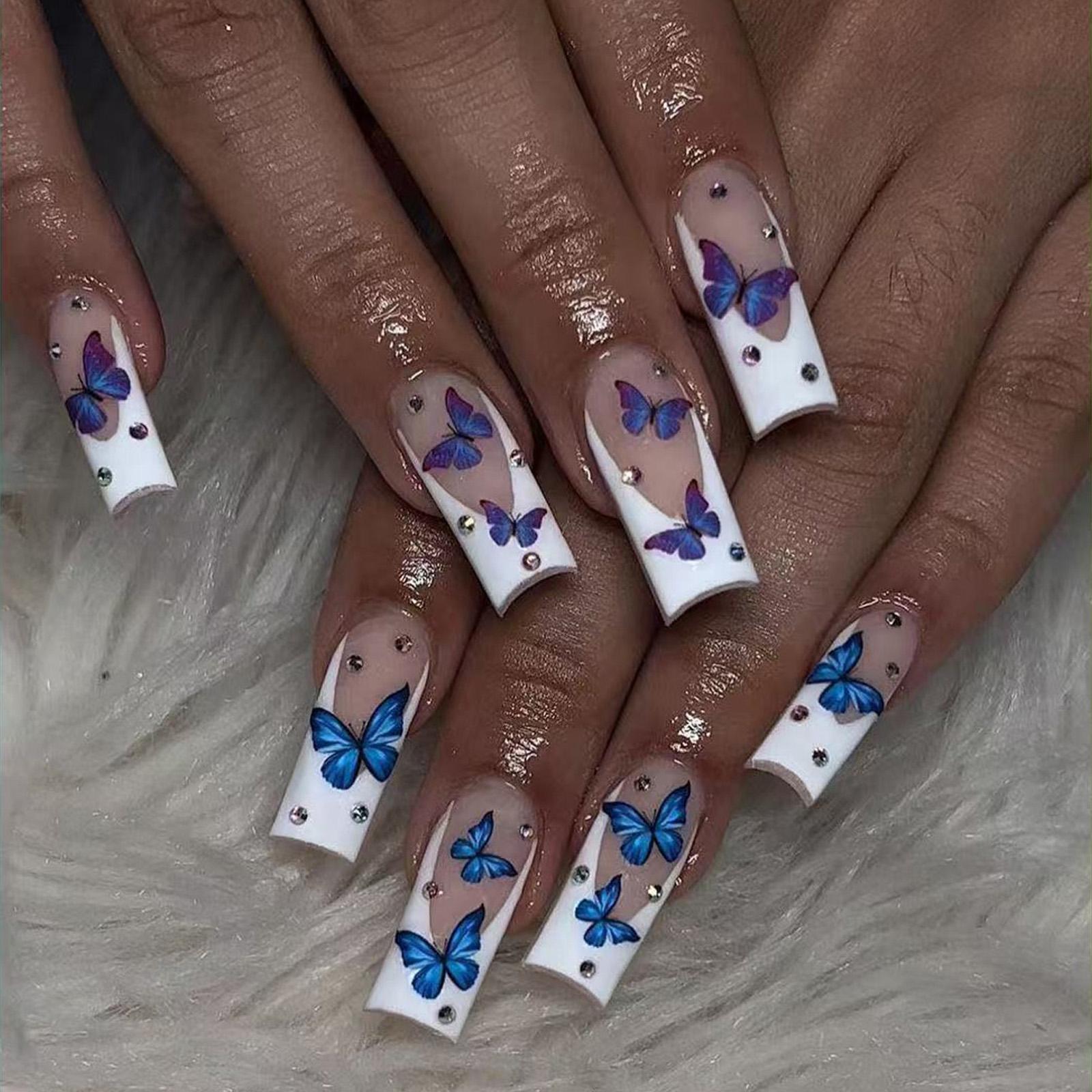 Aufdrücknägel Sarg Falsche Nägel Acryl Künstliche Nägel Vollständige Abdeckung Künstliche Klebenägel Aufklebenägel für Frauen Mädchen