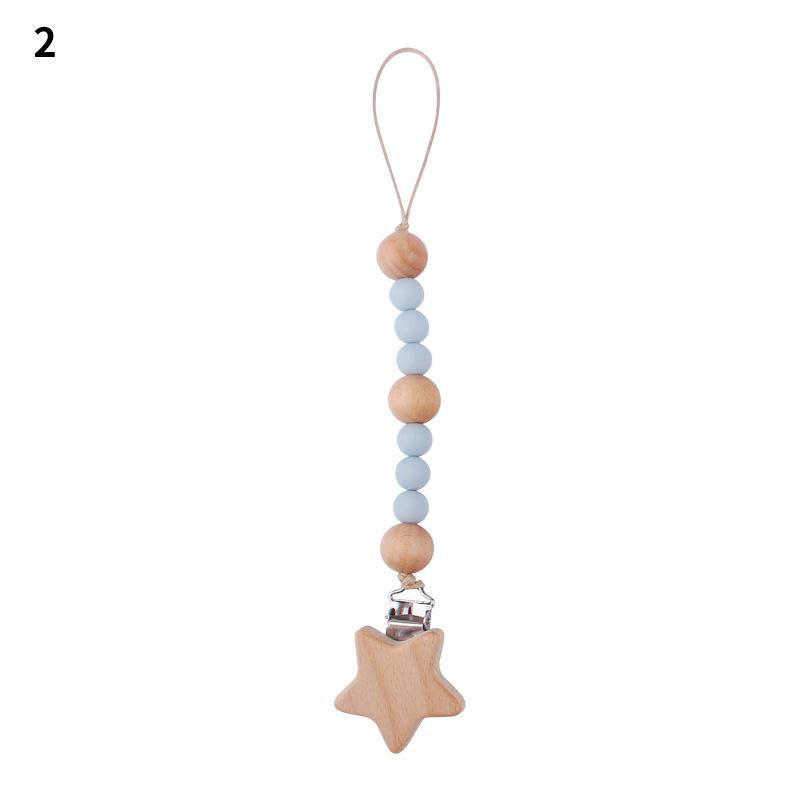 Baby Schnuller Clip Kette Holz Stern Halter Schnuller Clip Riemen Säuglingspflege Nippelhalter 2