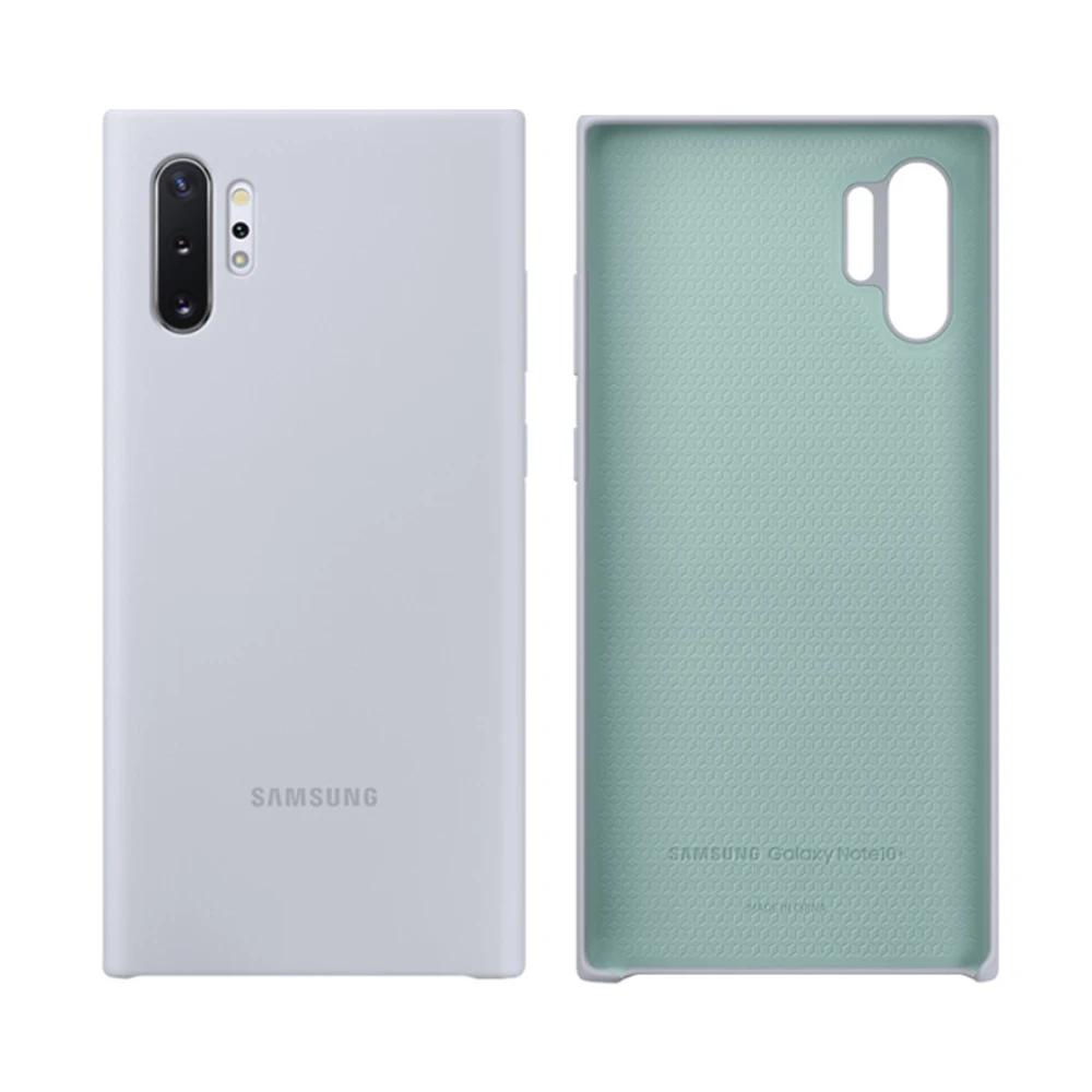 Samsung Original Flüssigsilikon Hülle Case Für Samsung Galaxy Note10+ Note 10 Plus Note 10+ Weiche Stoßfeste Schale Handyhülle Cover silber
