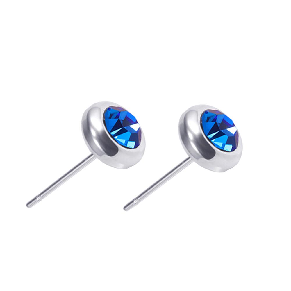 Schmuck Geschenk Strass Unisex Edelstahl Ohrstecker Ohrringe Helix Piercing 8mm saphirblau