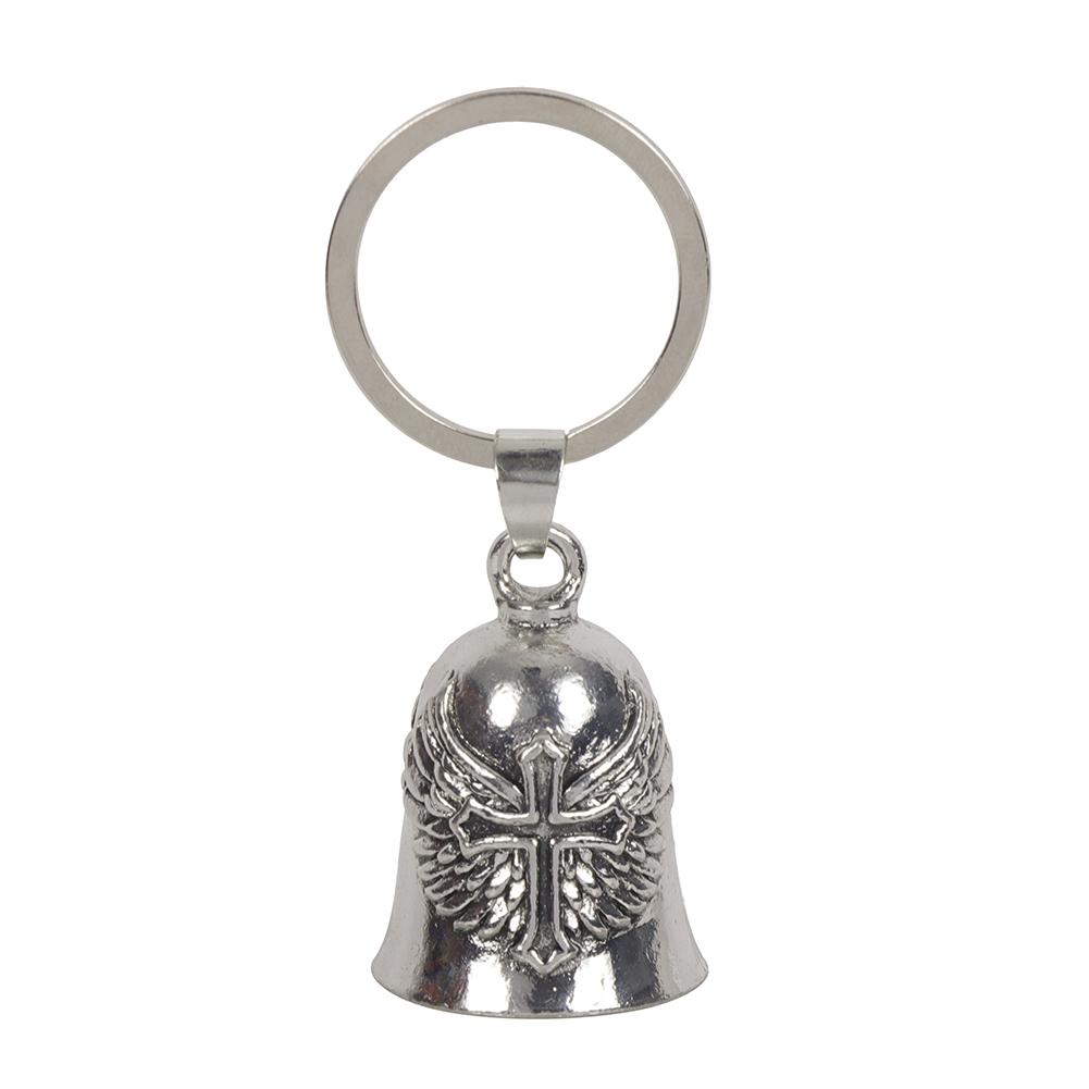 Retro Feder Fahrglocke Schutzengel Motorrad Biker Fahrglocke Motorrad Dekoration Zubehör für Biker Fahrrad Valentinstagsgeschenk Bell + Keychain