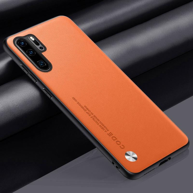 Luxus PU Ledertasche für Huawei P30 Pro Rückseite Matte Silikon Vollschutz Handyhülle für Huawei P30 P30Pro Coque For Huawei P30 Pro orange