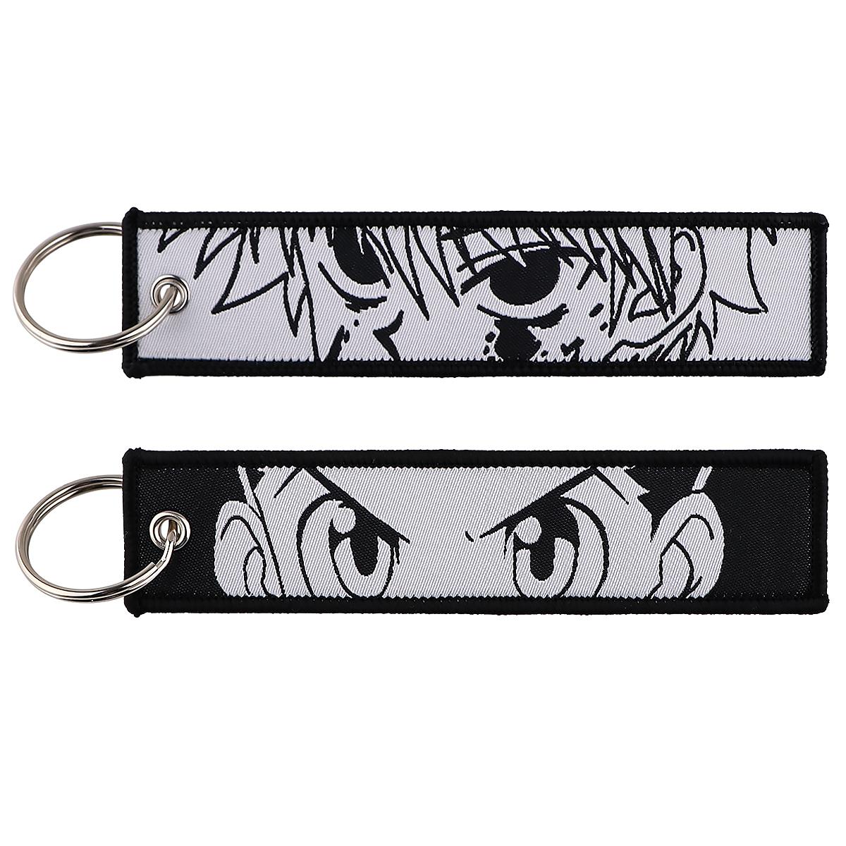 Japanischer Anime Schlüsselanhänger für Motorräder Autos Schlüsselanhänger Schlüsselanhänger Stickerei Schlüsselring für Männer Frauen Zubehör gray