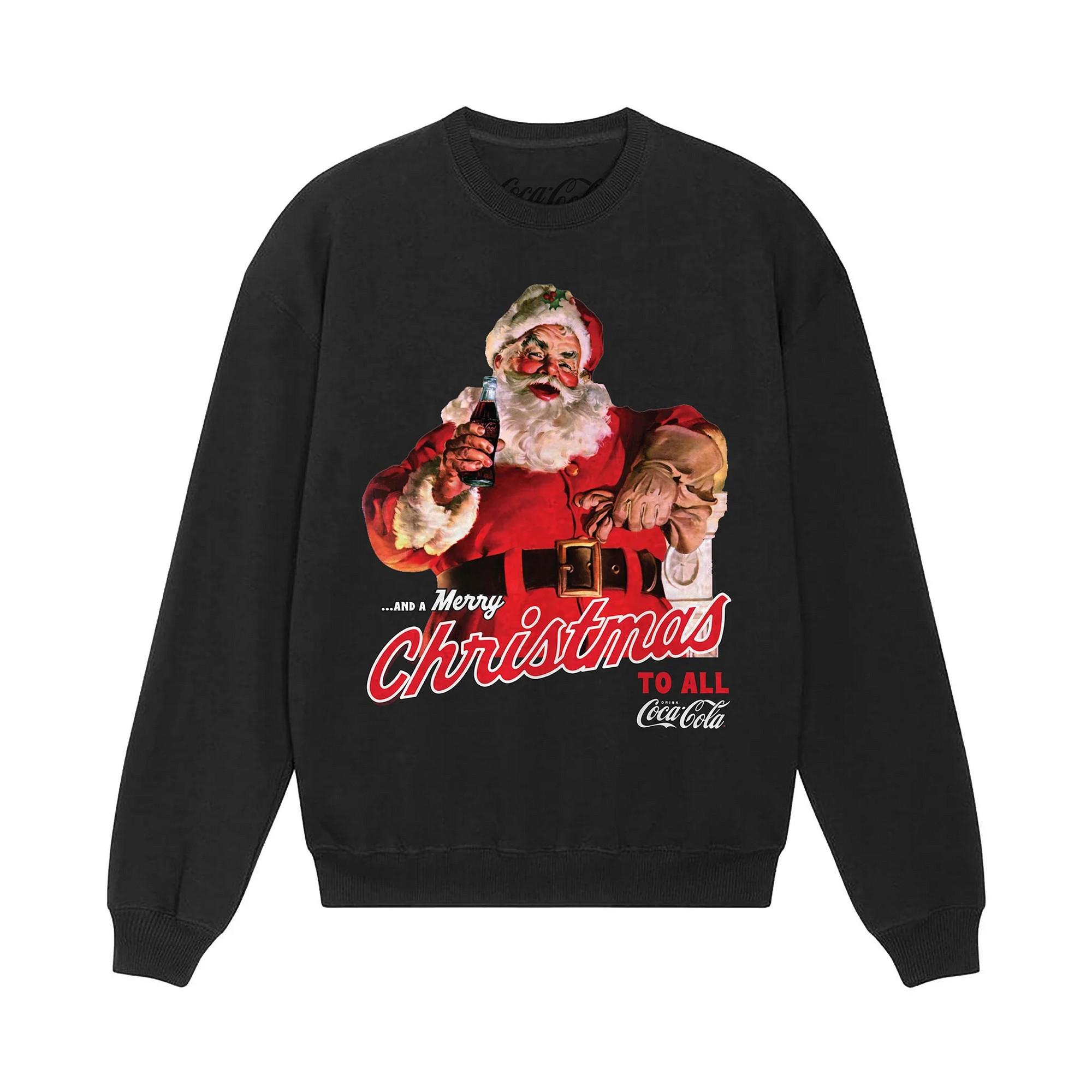 Coca-Cola Unisex-Sweatshirt für Erwachsene mit Weihnachtsmann-Motiv XXL schwarz