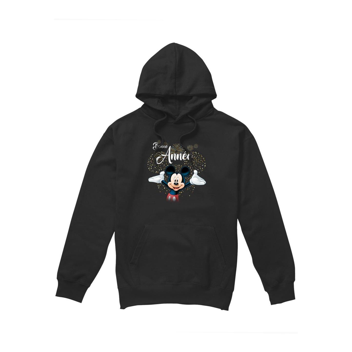 Disney Herren Französische Mickey Mouse Feuerwerk Neujahr Hoodie XL schwarz