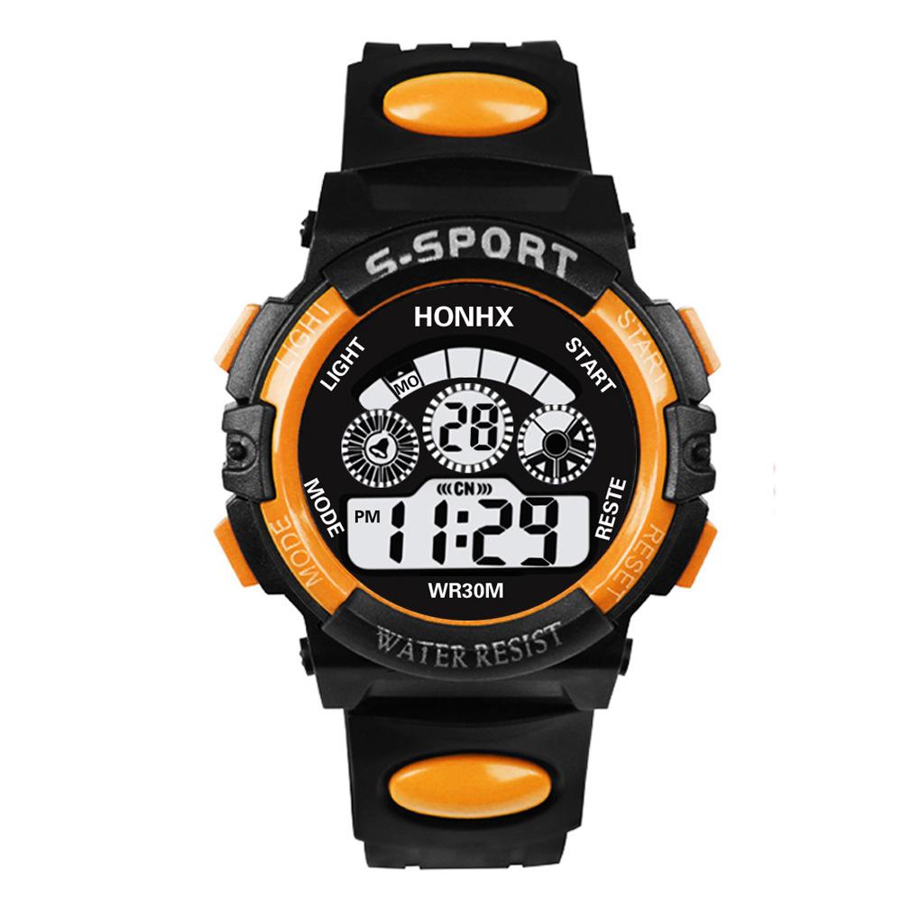 Kinder Uhren Digitale Sport Armbanduhr Für Kinder Jungen Mädchen Silikon Armband Wasserdicht Mode Einfache Große Zifferblatt Uhr orange