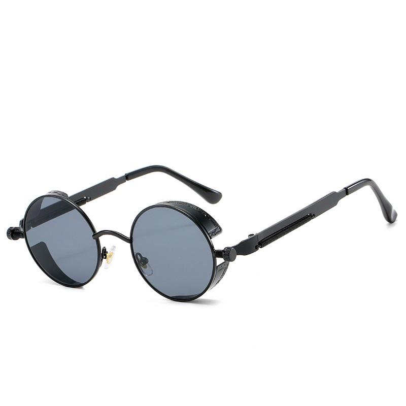 Punk Steam Sonnenbrille für Männer Vintage Brille Unisex klassische runde Rahmen Brille grau/schwarz