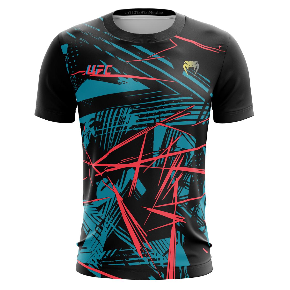 Herren T-Shirt lässig Streetwear 3D farbig gestreift bedruckt kurzärmeliges Oberteil neue Mode Serie Herren Sport MMA Fitness 6XL