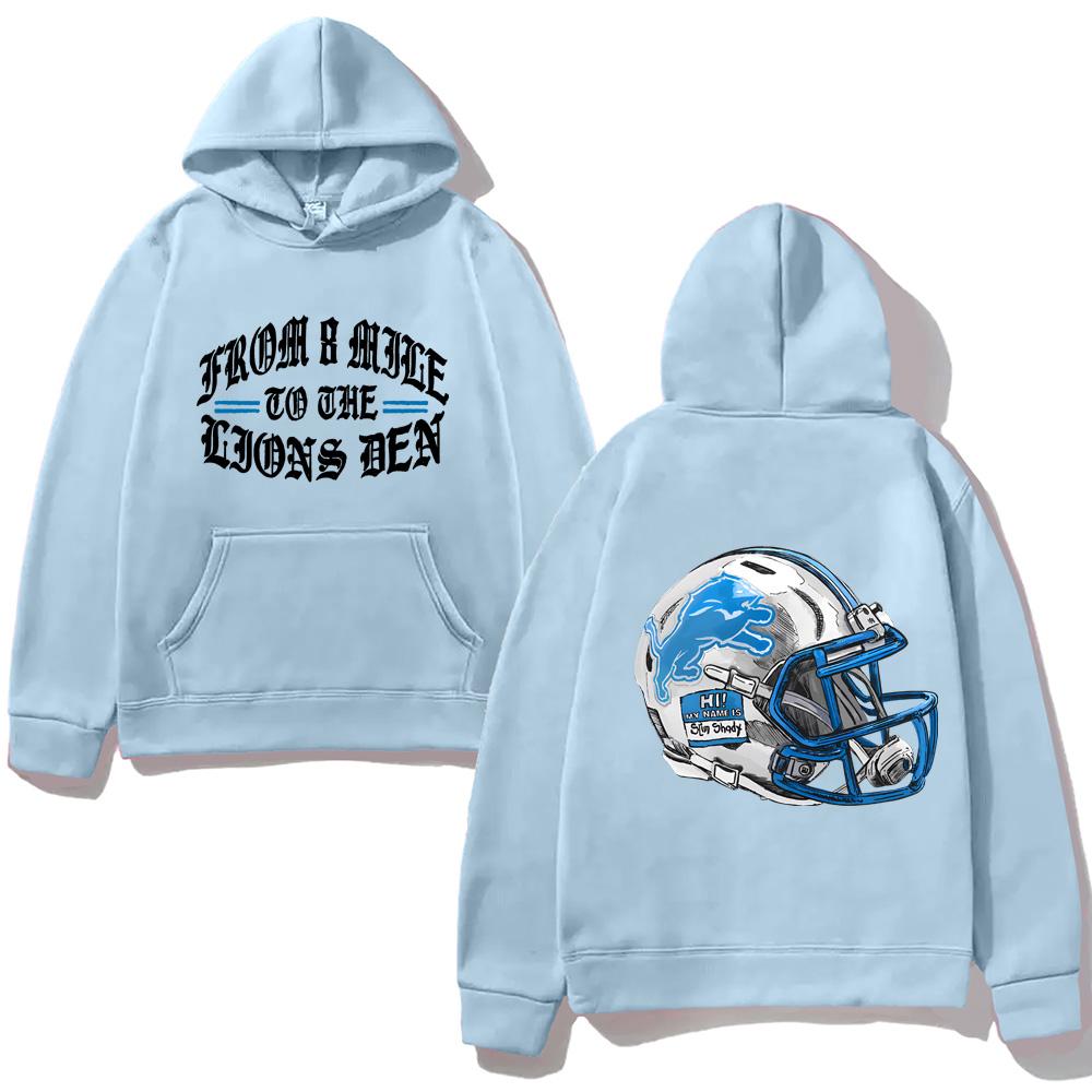 EMINEM X DETROIT LIONS HELM HOODIE Eminem Hochwertiges Fleece Sweatshirt Langarm Gothic Kleidung XXXL