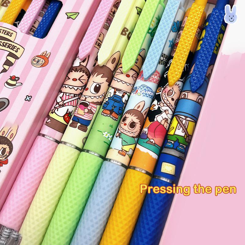 6 Stück Kawaii Gelstift Labubu Monster Cartoon Neutralstift Schnelltrocknender Stift Studentenprüfung Schule Bürobedarf Schreibwaren onesize