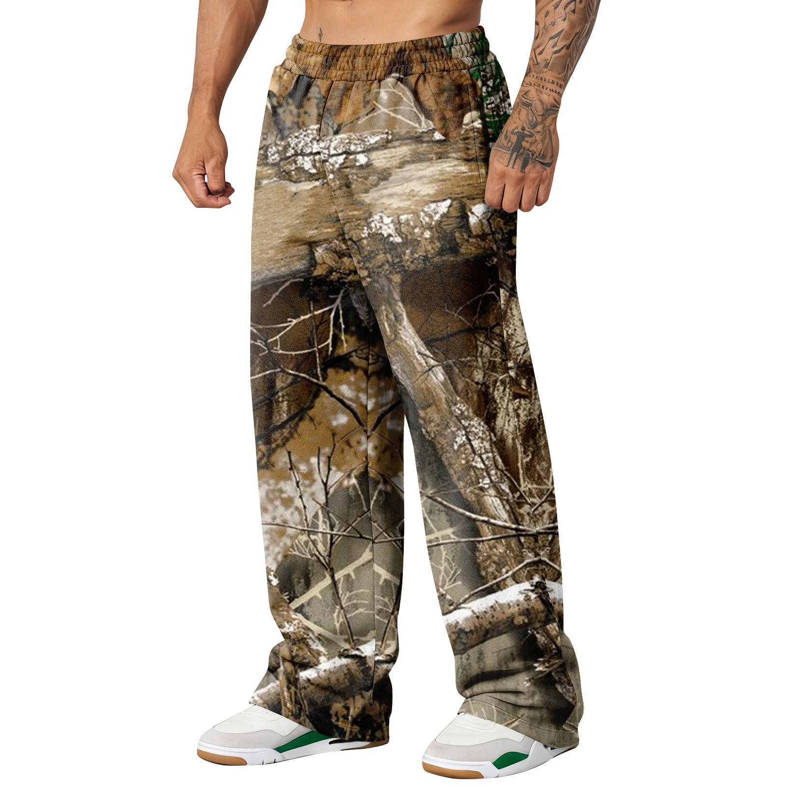 Herren Camouflage Locker Weitbeinige Jogginghose Herren Lässige Mode Jogginghose XXXL grün